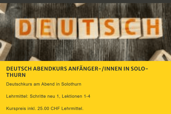 Deutsch Abendkurs Anfaengerkursfür  Nuglar-St. Pantaleon