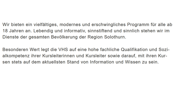Kurse Schulungenfür Rickenbach - Olten, Hägendorf und Wangen bei Olten